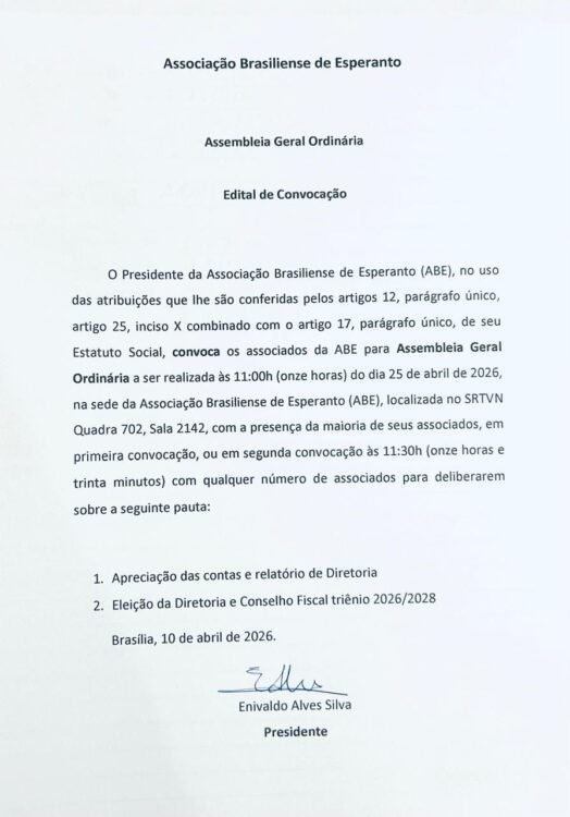 Assembleia nova diretoria.
