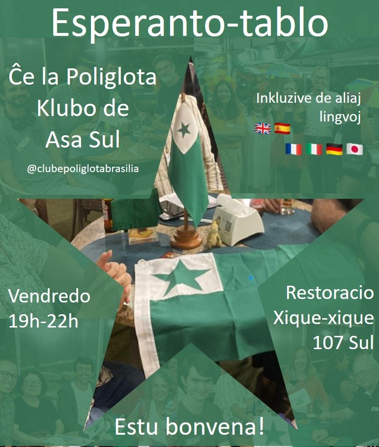 Semajna kunveno ĉe la Poliglota Klubo en Asa Sul.
